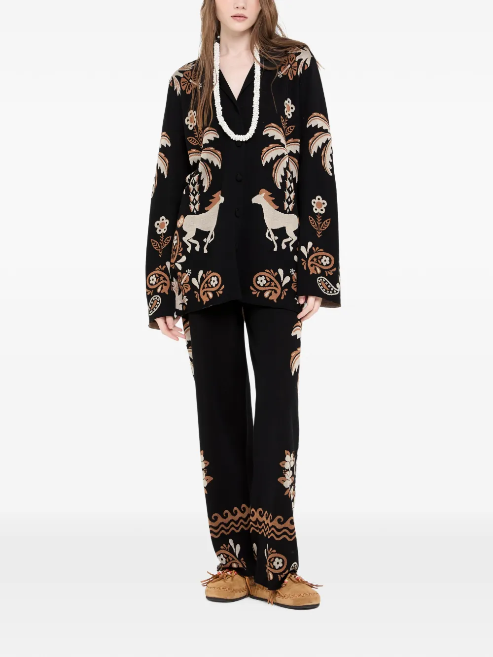 Alanui Island Roots gebreid blouse met jacquard Zwart