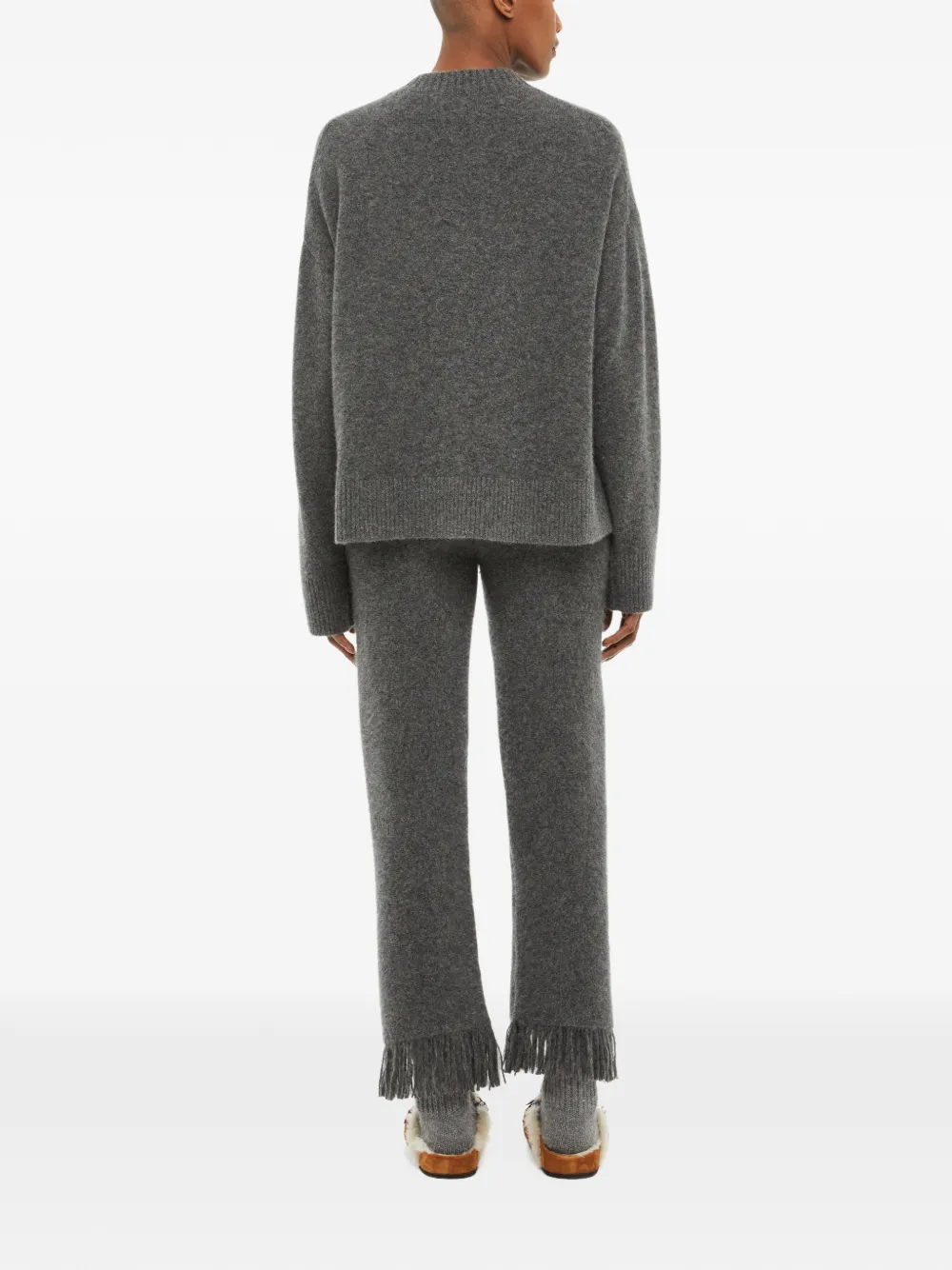 Alanui ribbed-trim crew-neck sweater Grijs