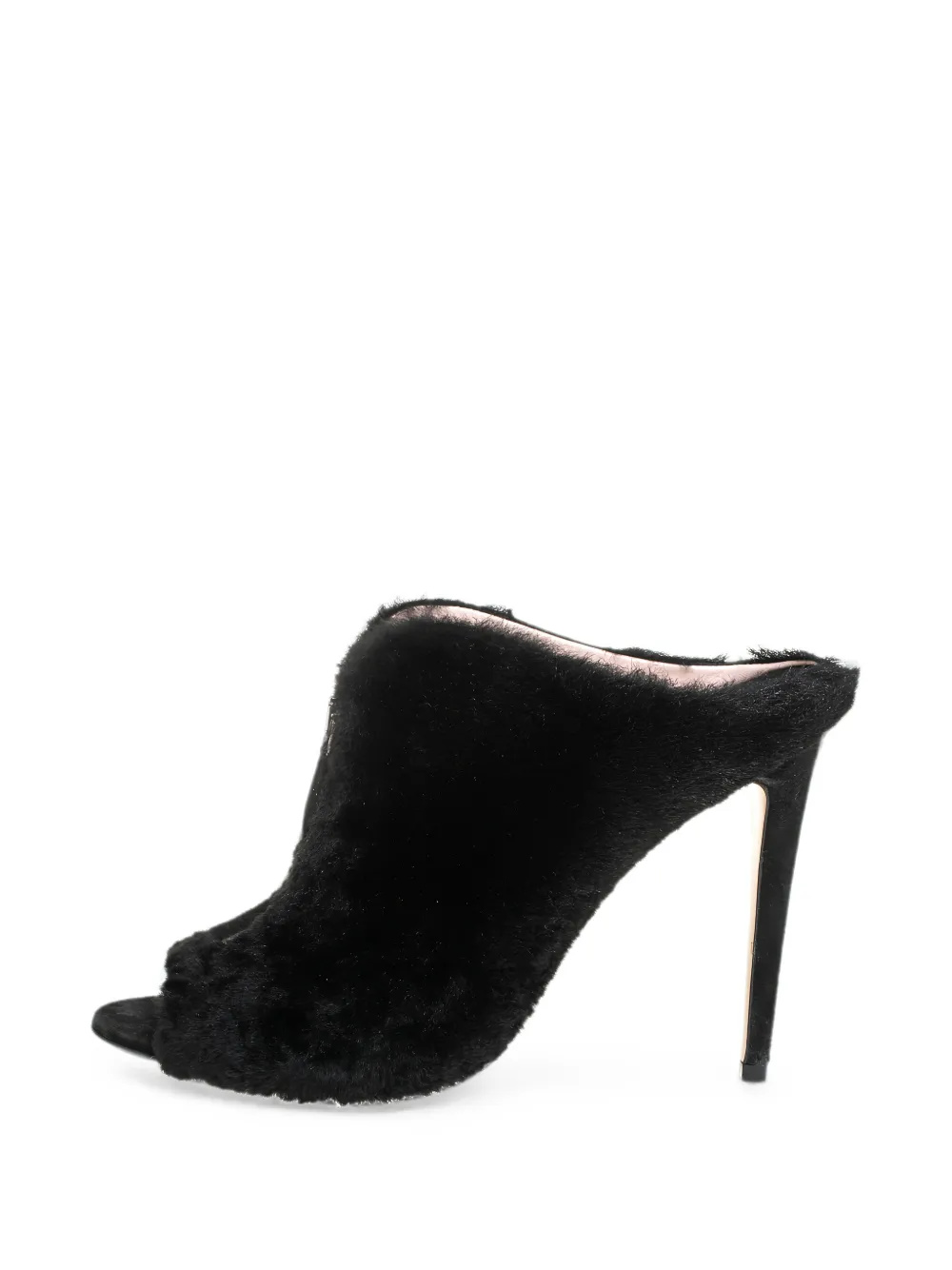 Miu Miu Pre-Owned shearling peep-toe ankle boots - Schwarz