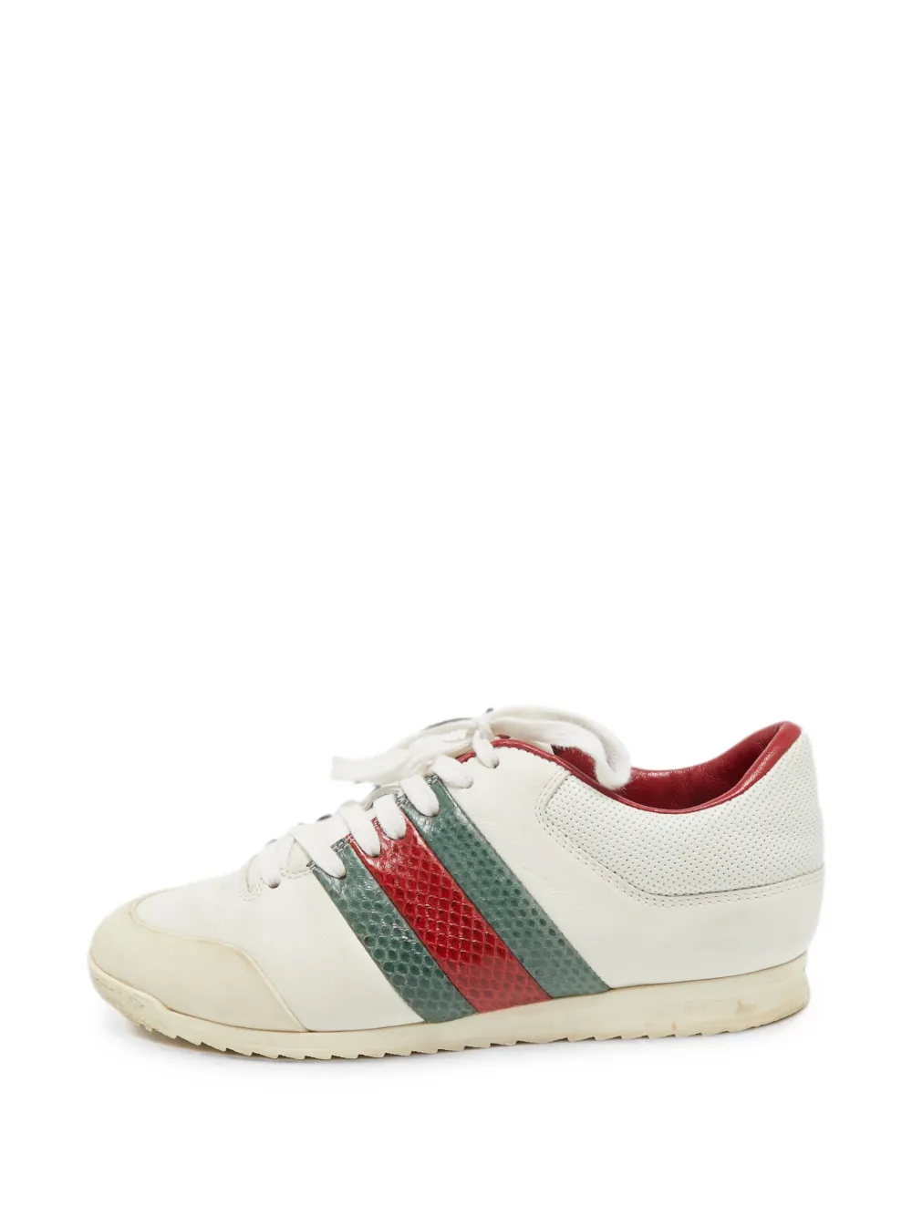 Gucci Pre-Owned Web leather sneakers - Weiß