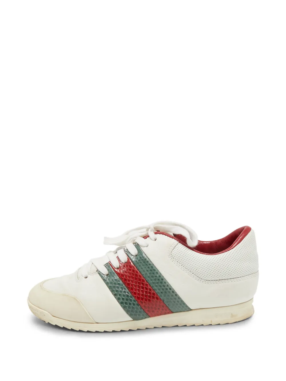 Gucci Pre-Owned Web leather sneakers - Bianco