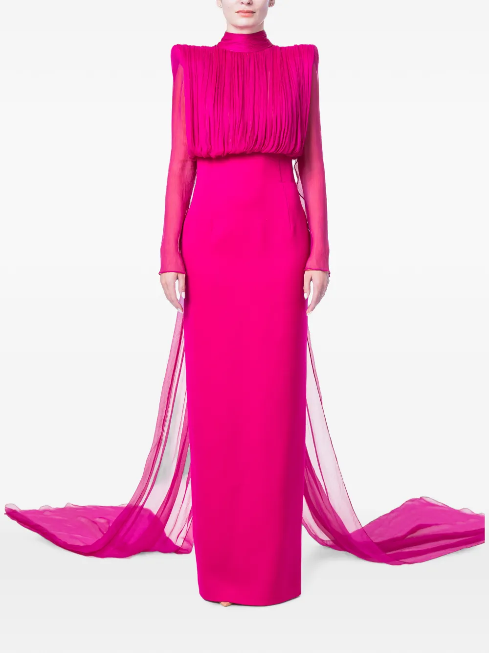 M.Marquise Geplooide maxi-jurk met capedetail Roze