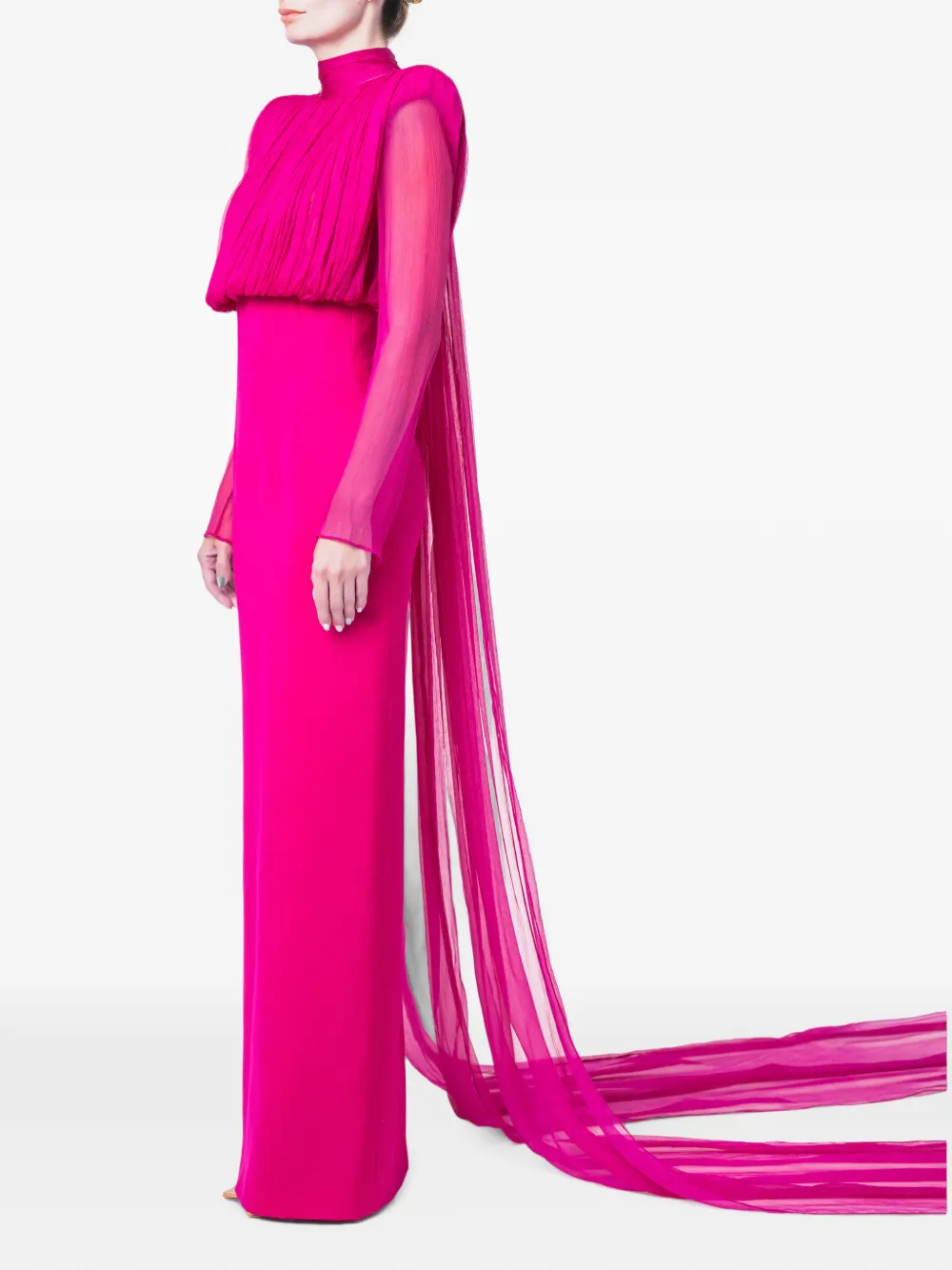 M.Marquise Geplooide maxi-jurk met capedetail Roze
