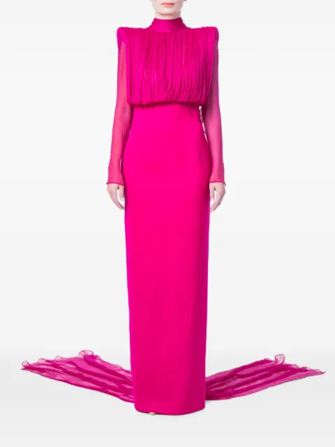 M.Marquise vestido largo plisado con detalle de capa