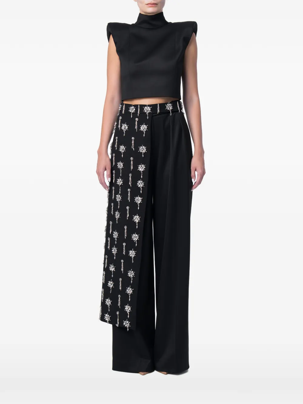 M.Marquise Kya padded-shoulder top - Nero
