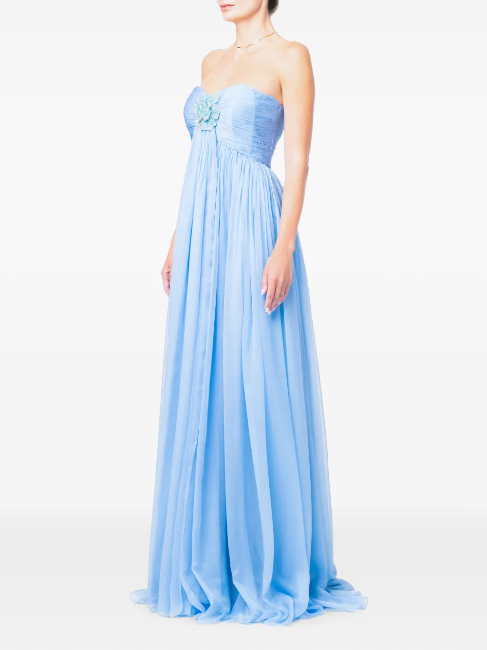 M.Marquise Ines maxi-jurk met bloemapplicatie Blauw