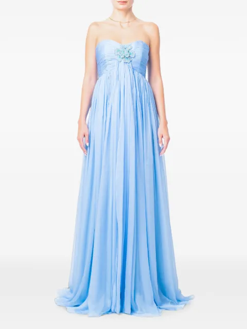 M.Marquise robe longue en soie à fleurs appliquées Ines