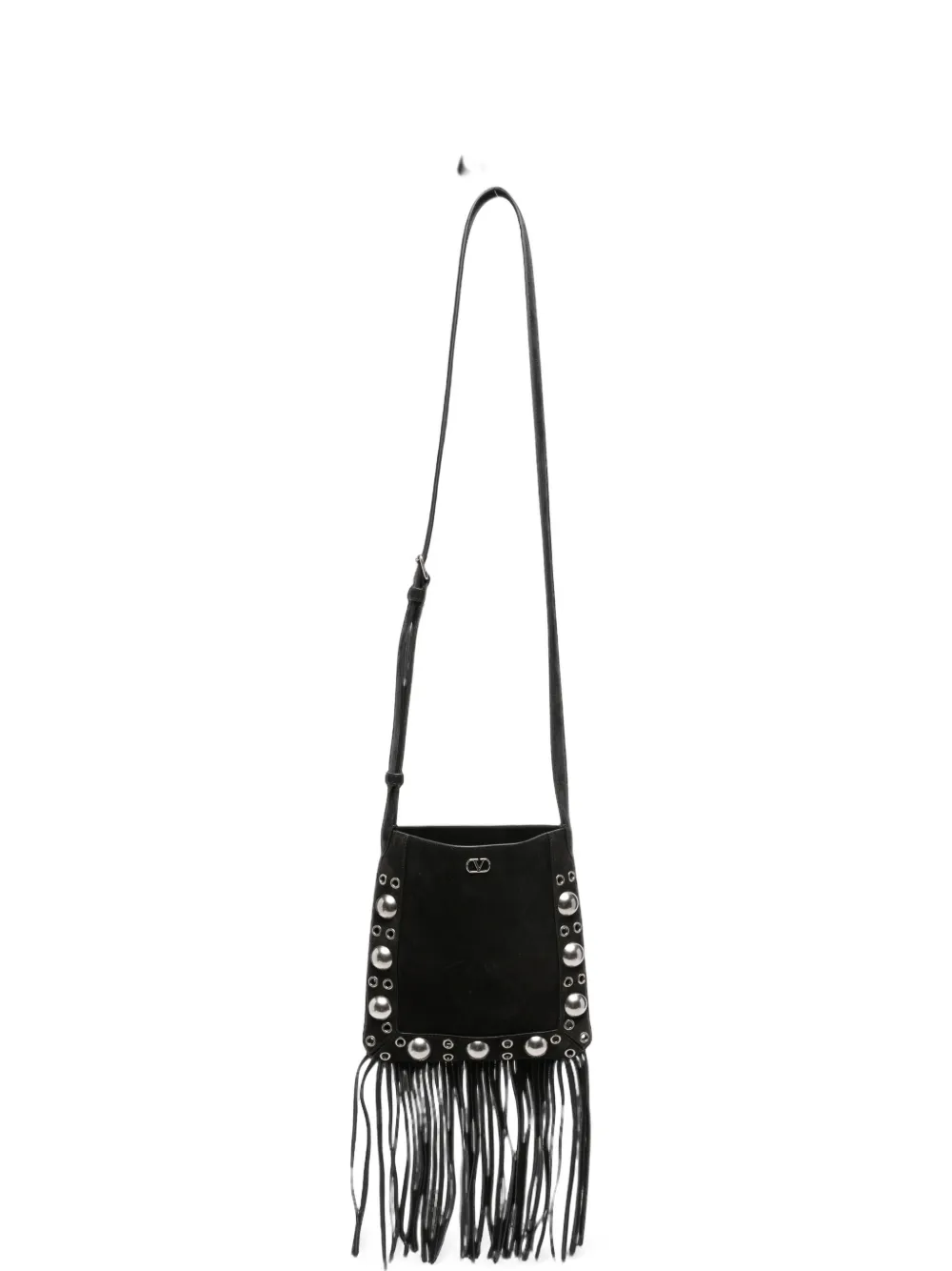 Valentino Garavani VLogo Signature fringed clutch bag - Nero
