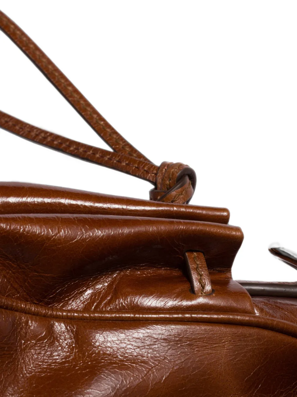 Miu Leren handtas met glanzend effect Bruin