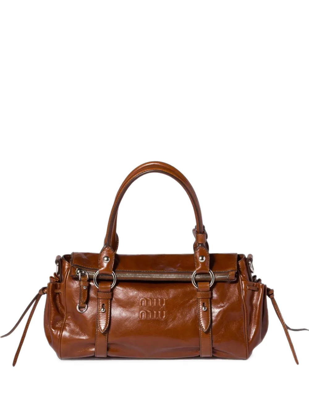 Miu Miu glossy leather handbag - Marrone