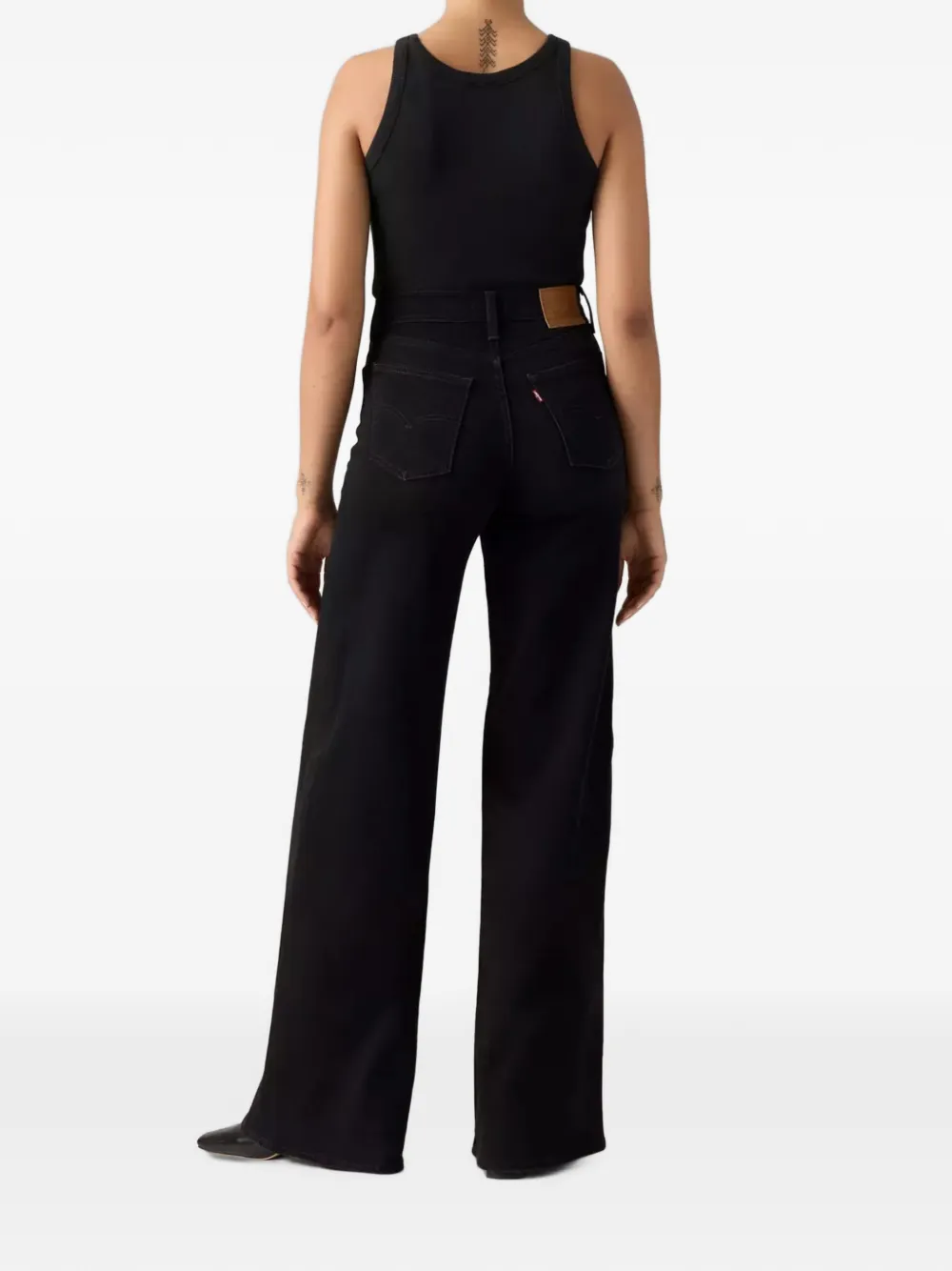 Levi's 728 high-waist jeans met wijde pijpen Zwart