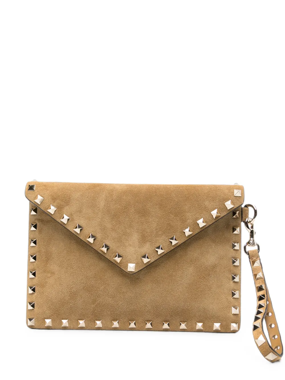 Valentino Garavani Rockstud wrist-strap clutch bag - Nude