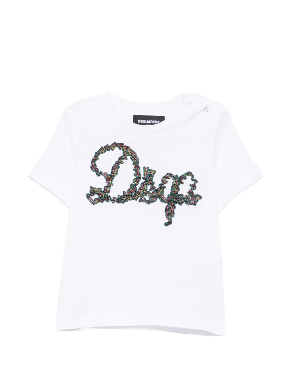 DSQUARED2 KIDS T-shirt con logo tartan - Bianco
