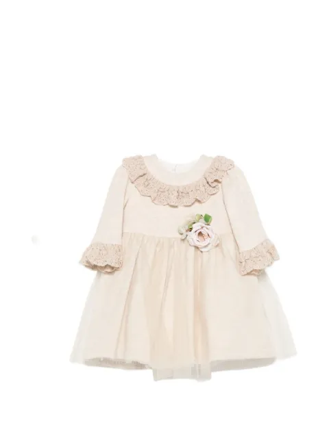 Colorichiari crochet-trim floral-appliqué dress