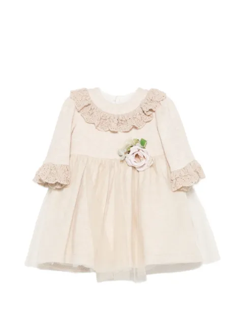Colorichiari crochet-trim floral-appliqué dress