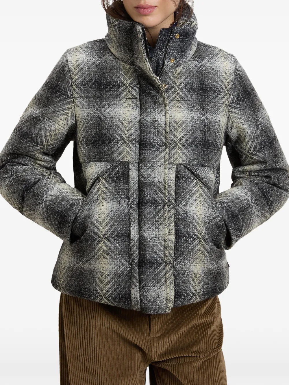 Woolrich Geruit jack van scheerwol Grijs