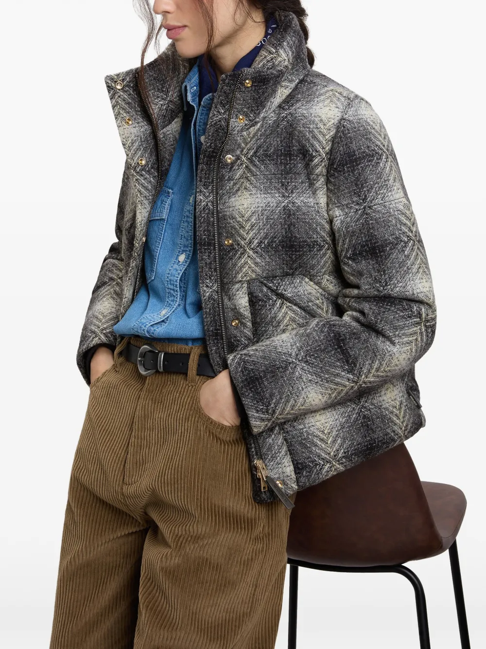 Woolrich Geruit jack van scheerwol Grijs