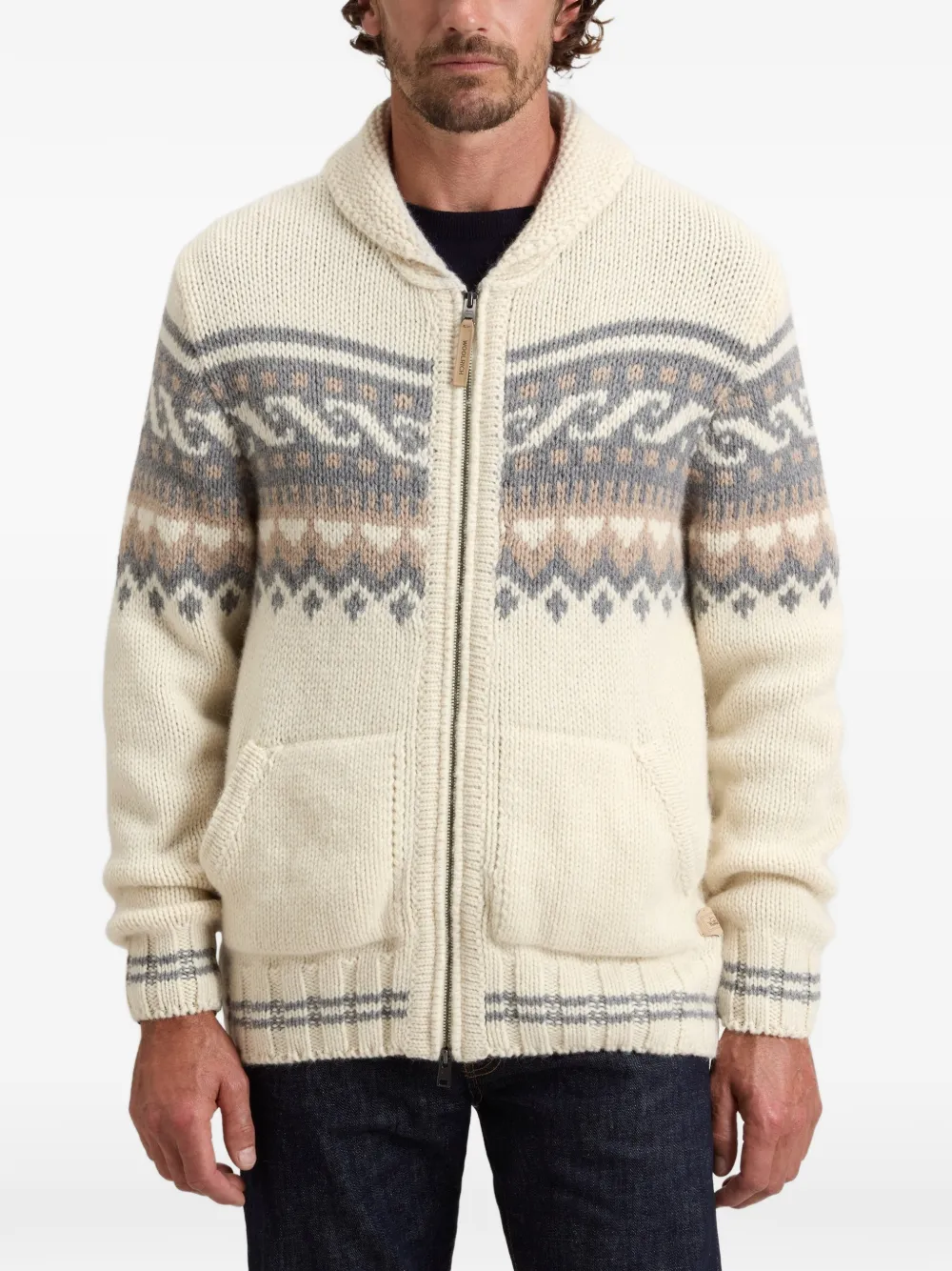 Woolrich Fair Isle vest met rits Beige
