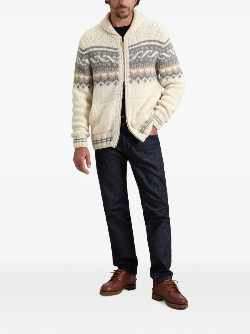 Woolrich Fair Isle vest met rits Beige