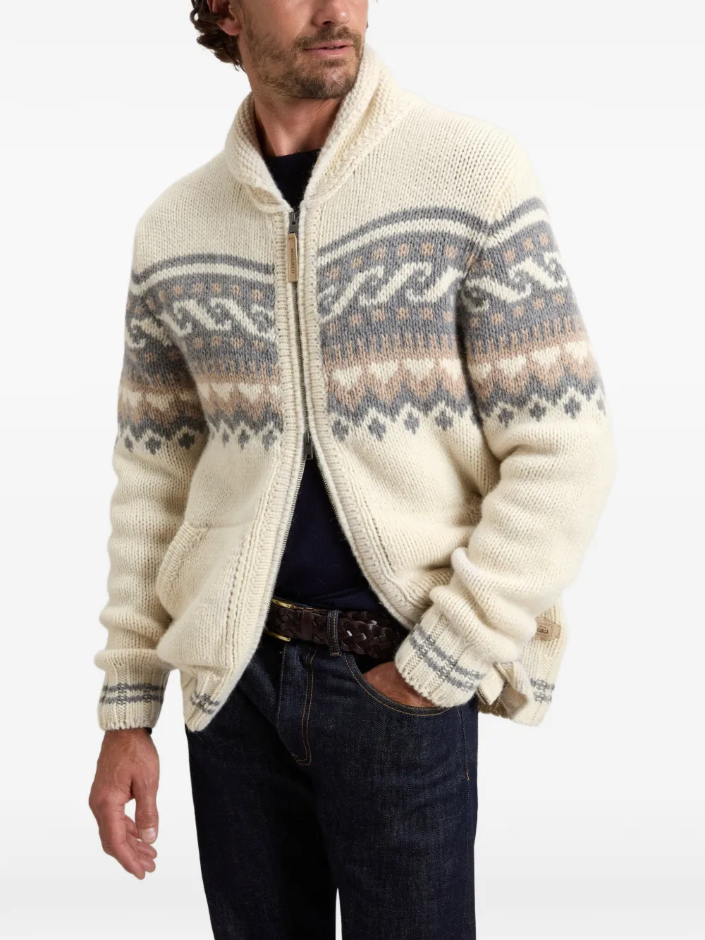 Woolrich Fair Isle vest met rits Beige