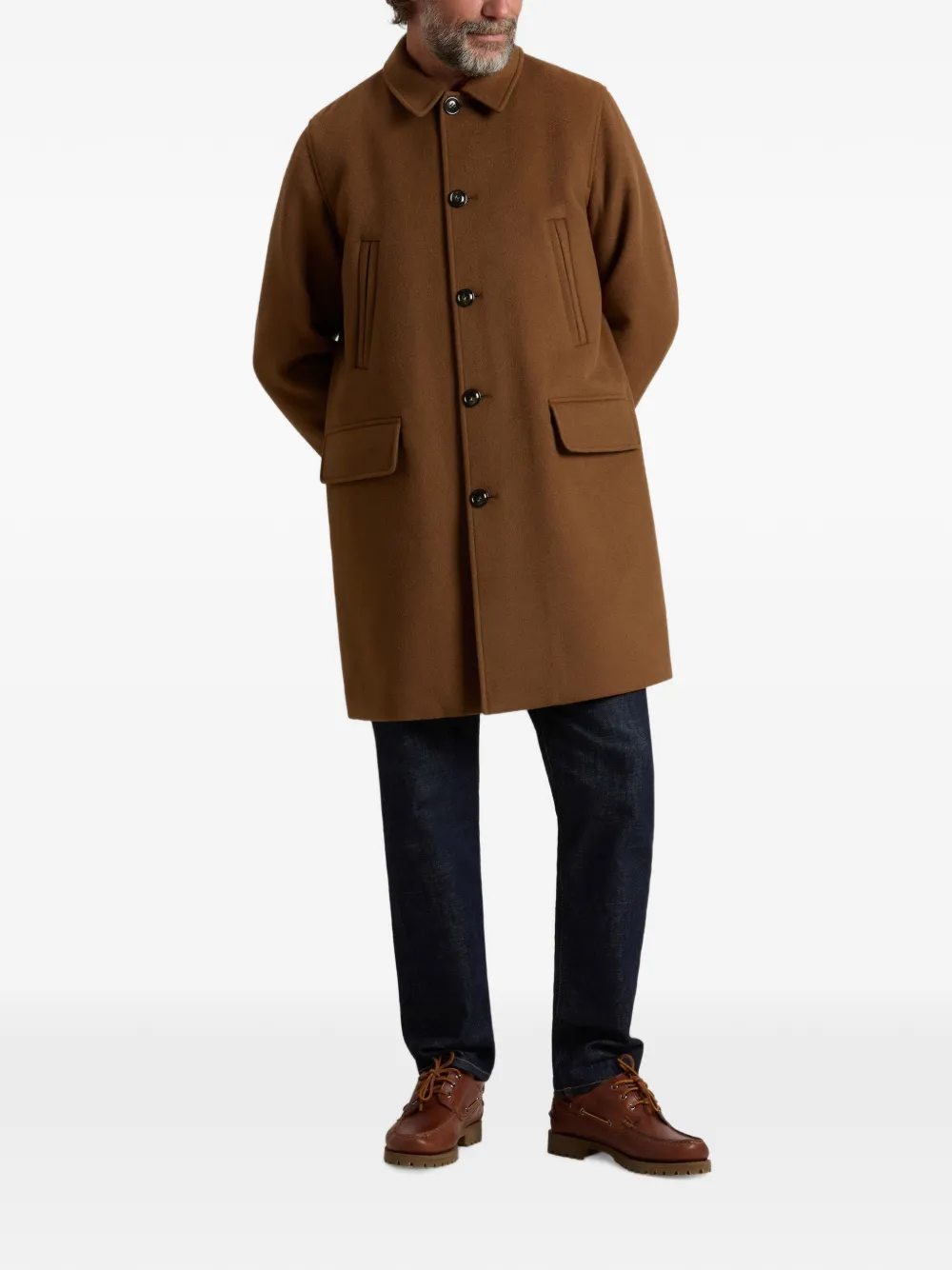 Woolrich double-breasted wool coat Bruin