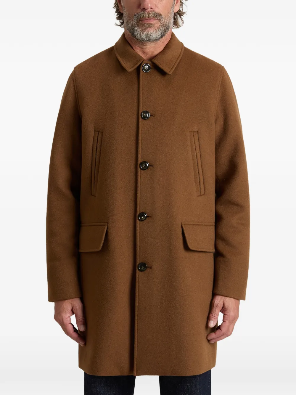 Woolrich double-breasted wool coat Bruin