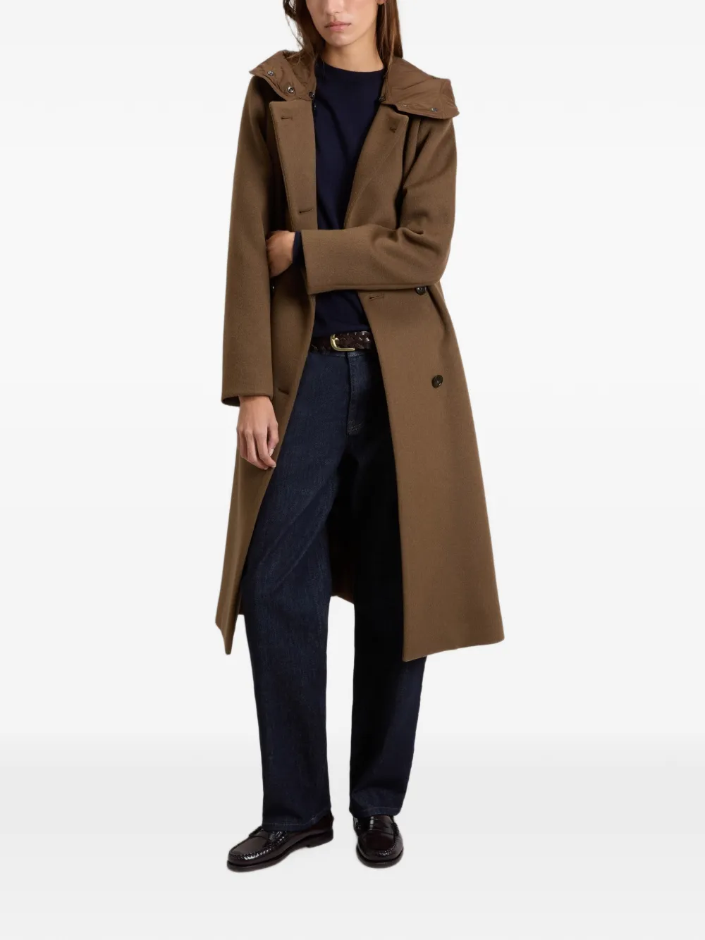 Woolrich Jas met dubbele rij knopen en capuchon Bruin
