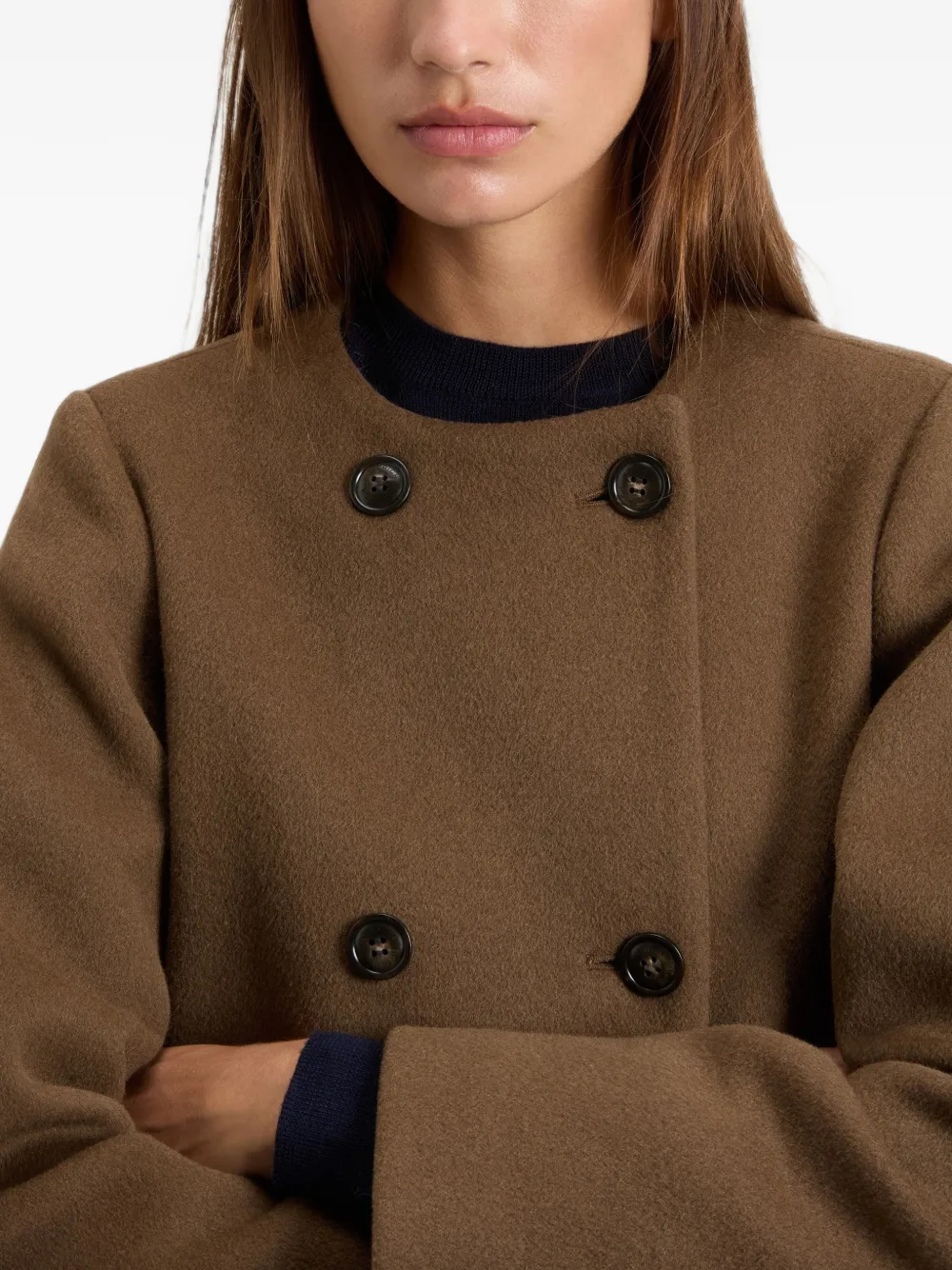 Woolrich Jas met dubbele rij knopen en capuchon Bruin