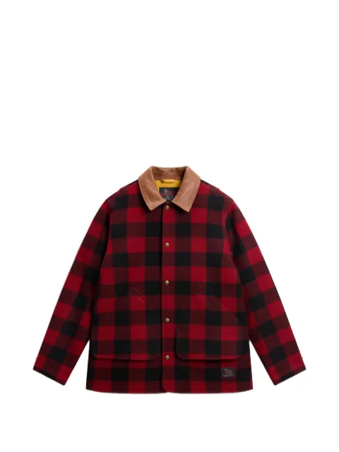 Woolrich veste Buffalo Check à col en cuir