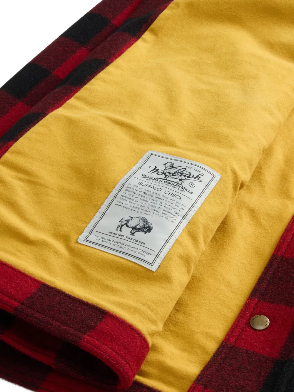 Woolrich Buffalo Check jack met leren kraag Rood