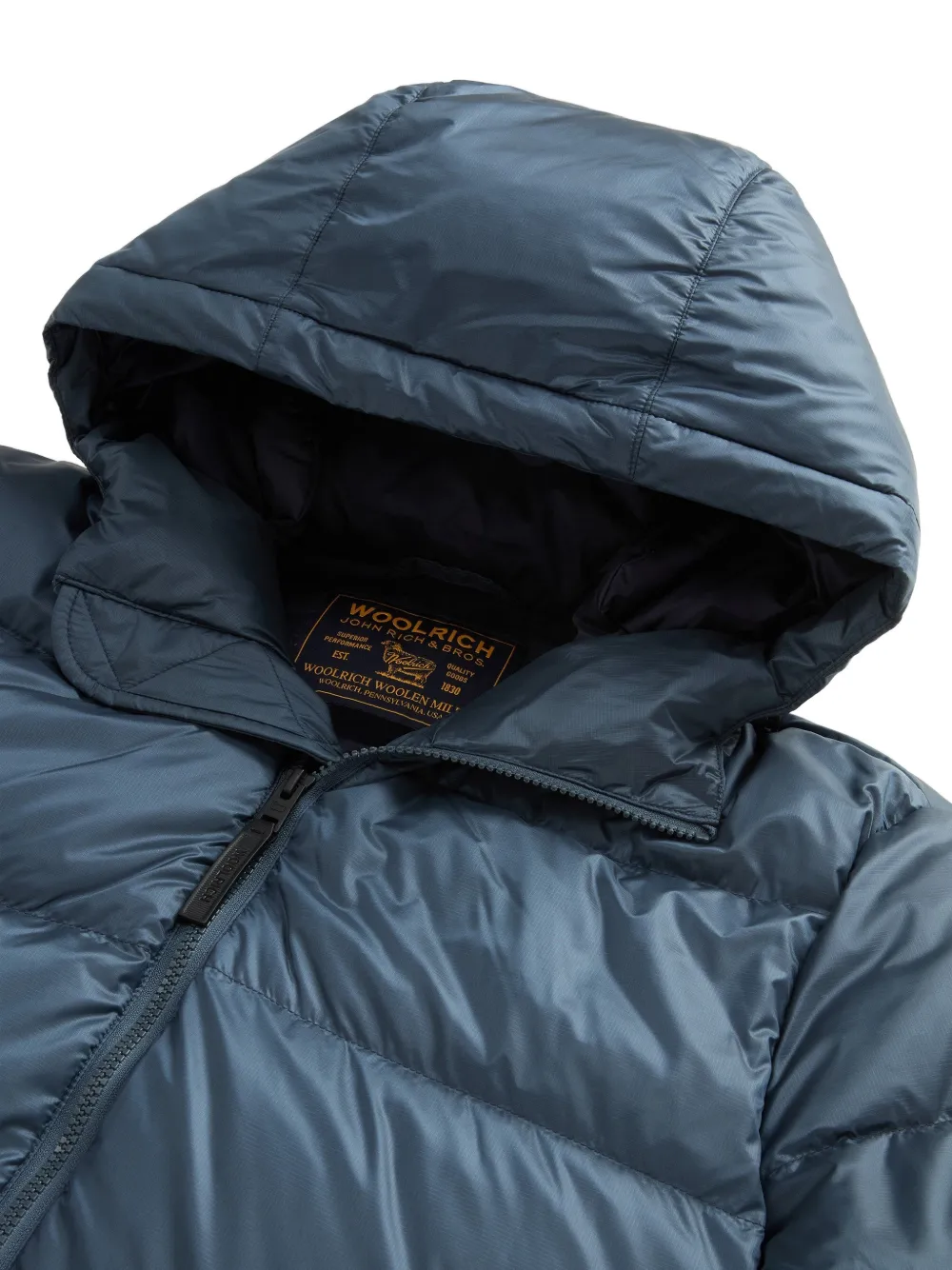 Woolrich Pertex hooded puffer jacket Blauw