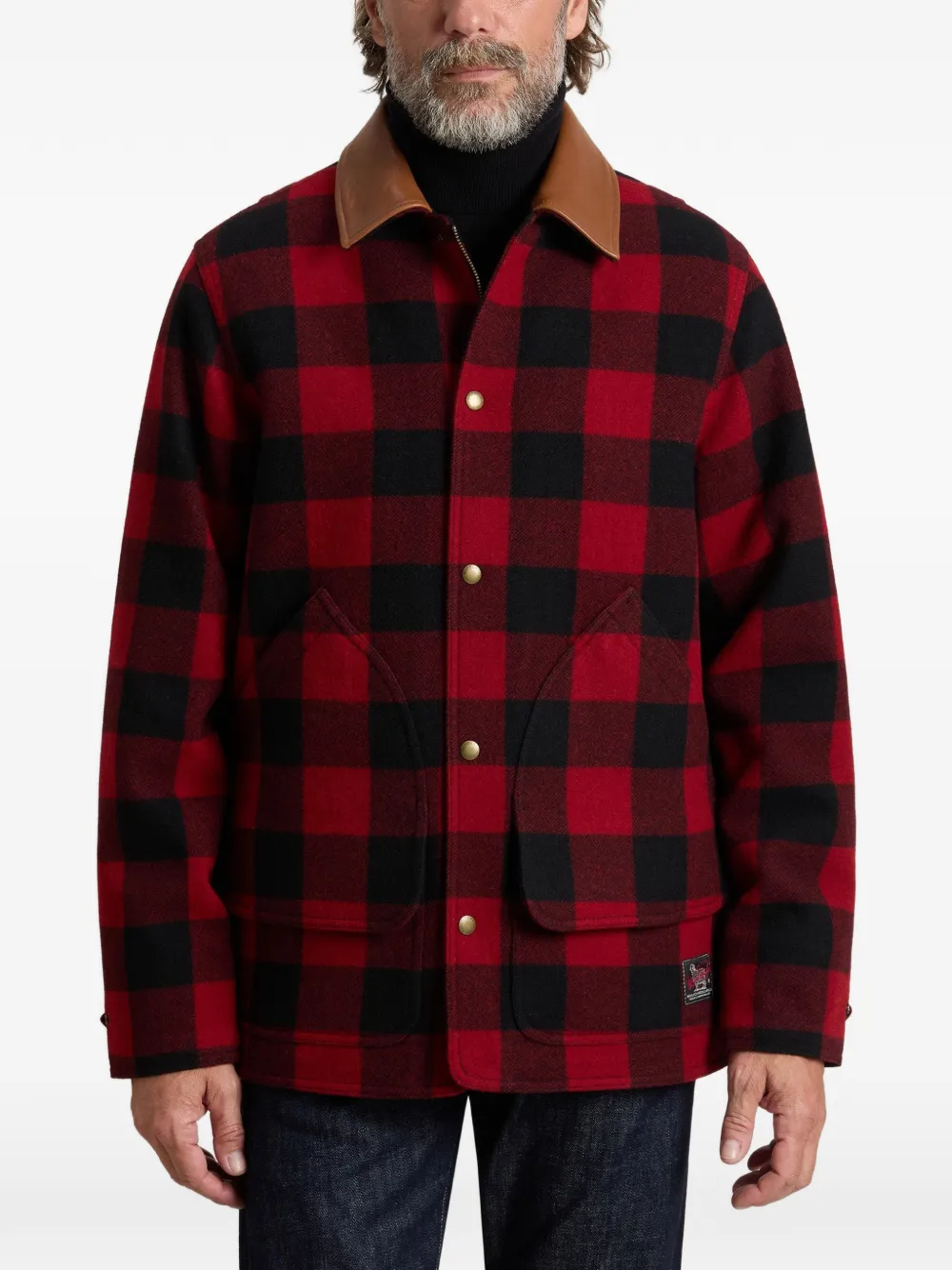 Woolrich Barn geruite jas met enkele rij knopen Rood