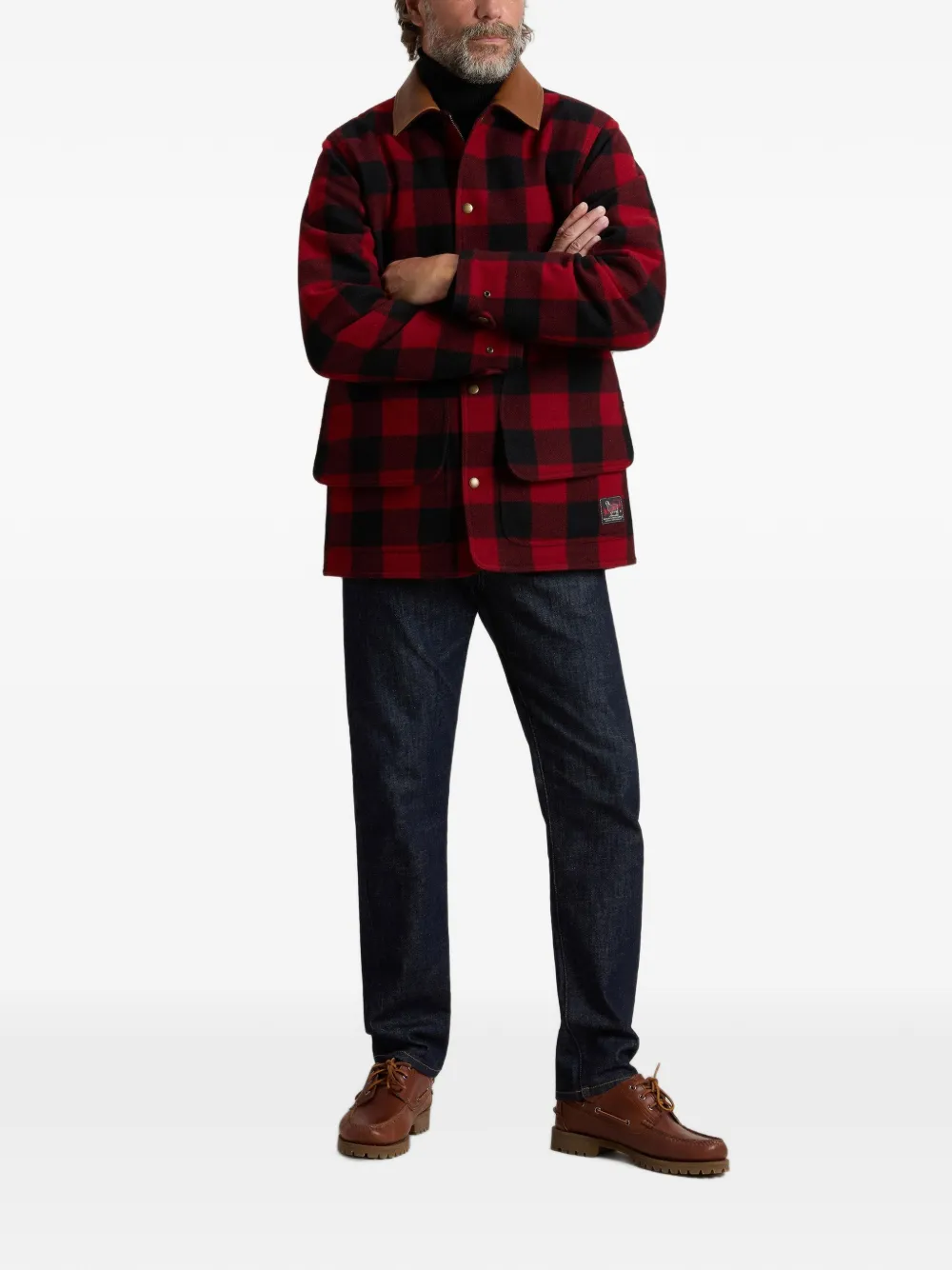 Woolrich Barn geruite jas met enkele rij knopen Rood