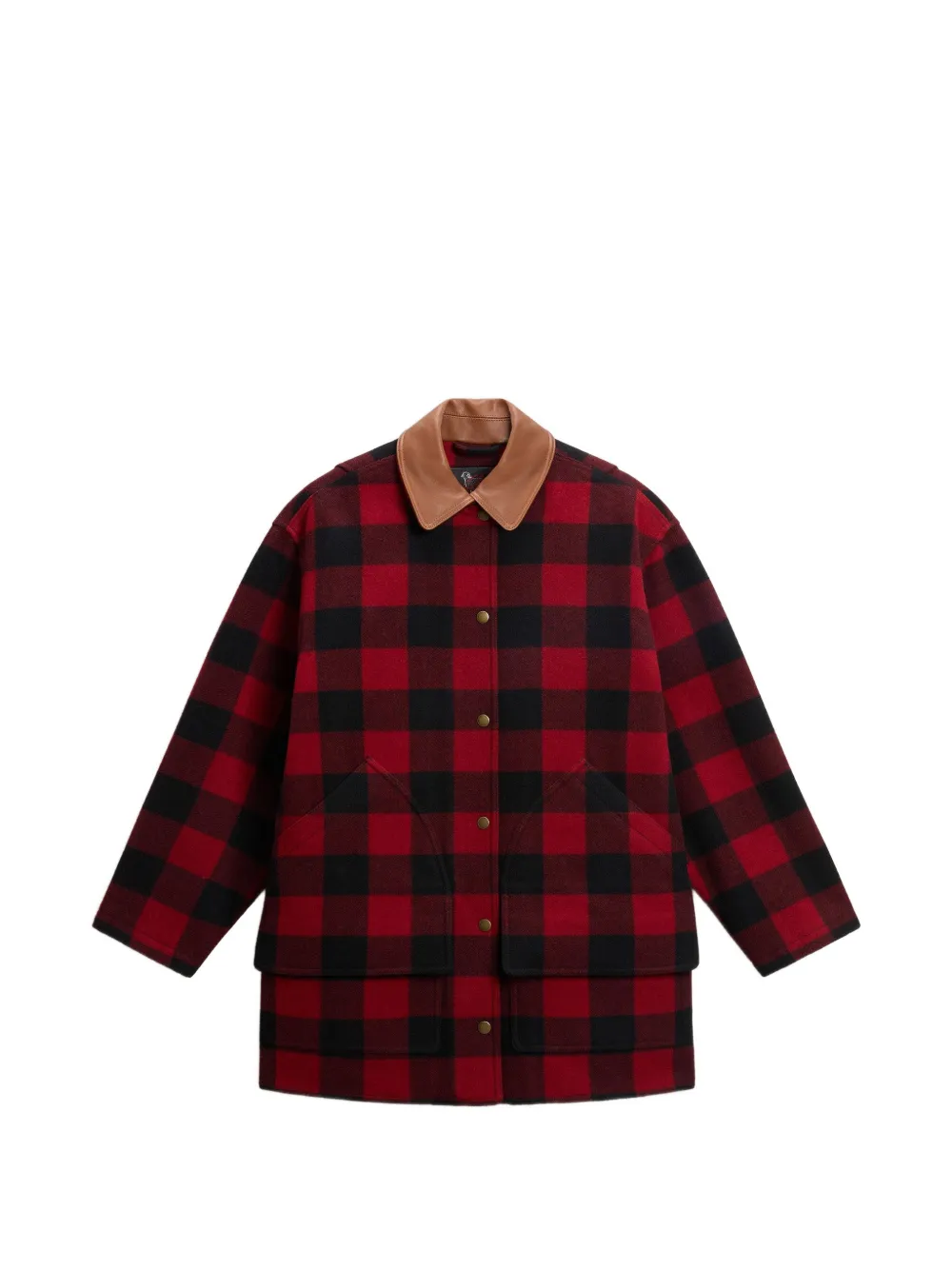 Woolrich Einreihiger Mantel mit Barn Check - Rot
