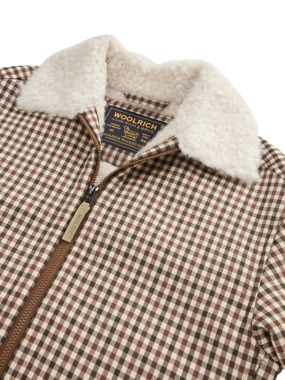 Woolrich Geruit jack met rits Bruin