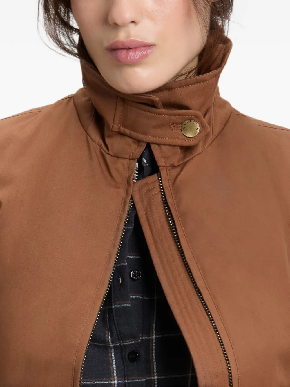 Woolrich Jas met trekkoord en kraag van imitatiebont Bruin