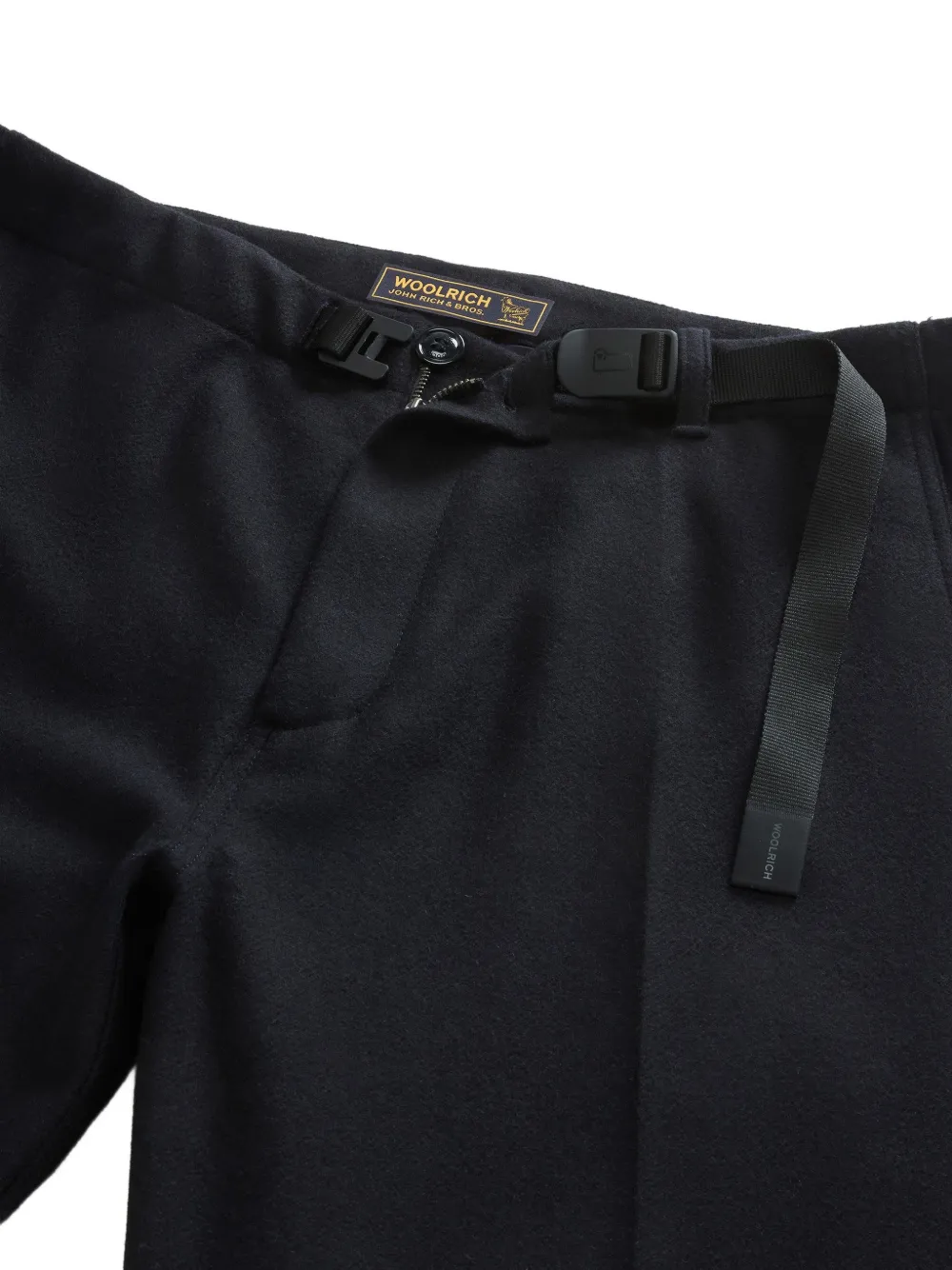 Woolrich belted flannel trousers Zwart