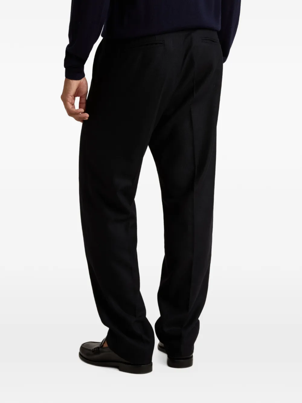 Woolrich belted flannel trousers Zwart