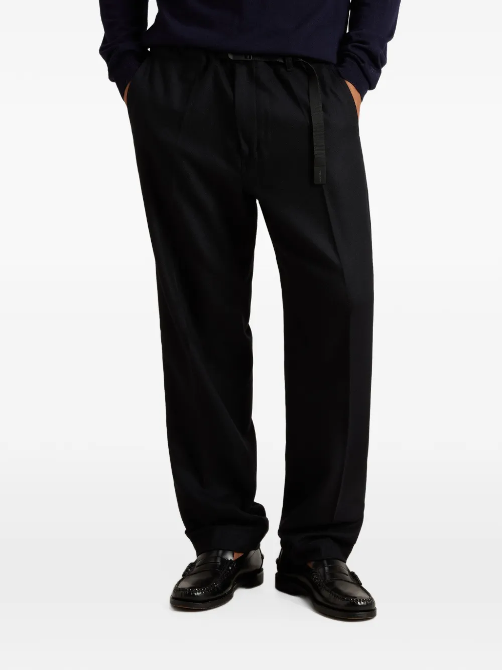 Woolrich belted flannel trousers Zwart