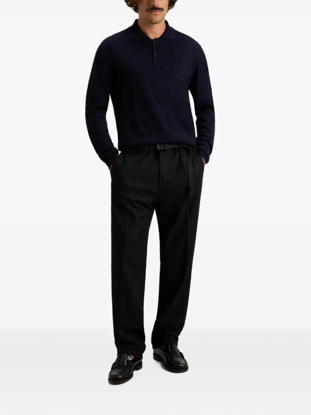 Woolrich belted flannel trousers Zwart