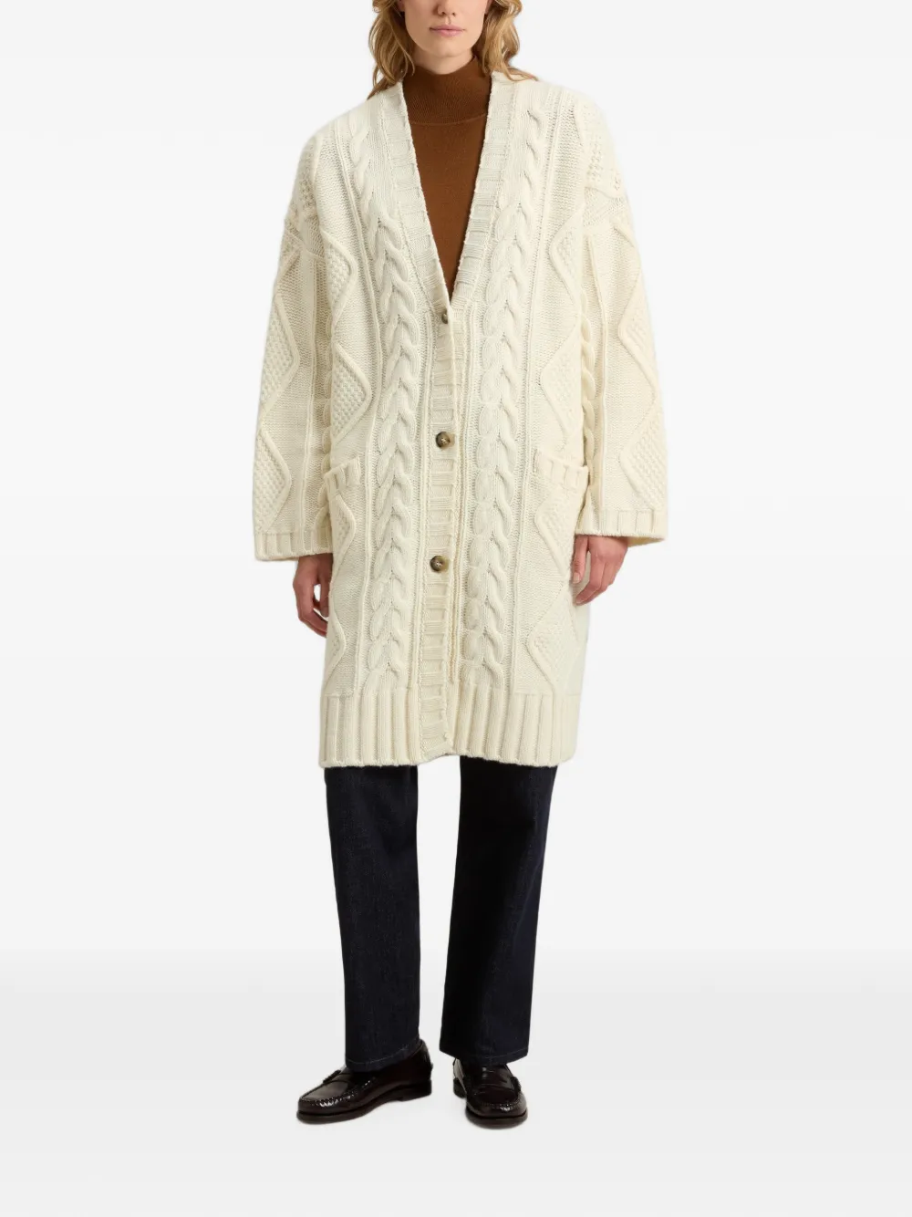 Woolrich Aran gebreide jas Wit
