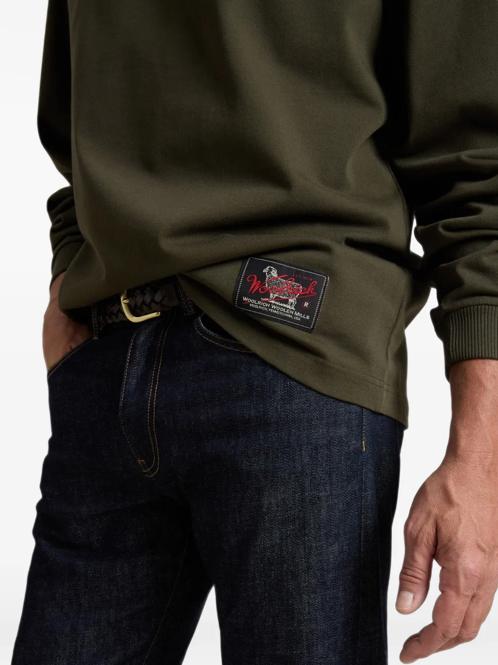 Woolrich Katoenen sweater met logopatch Groen