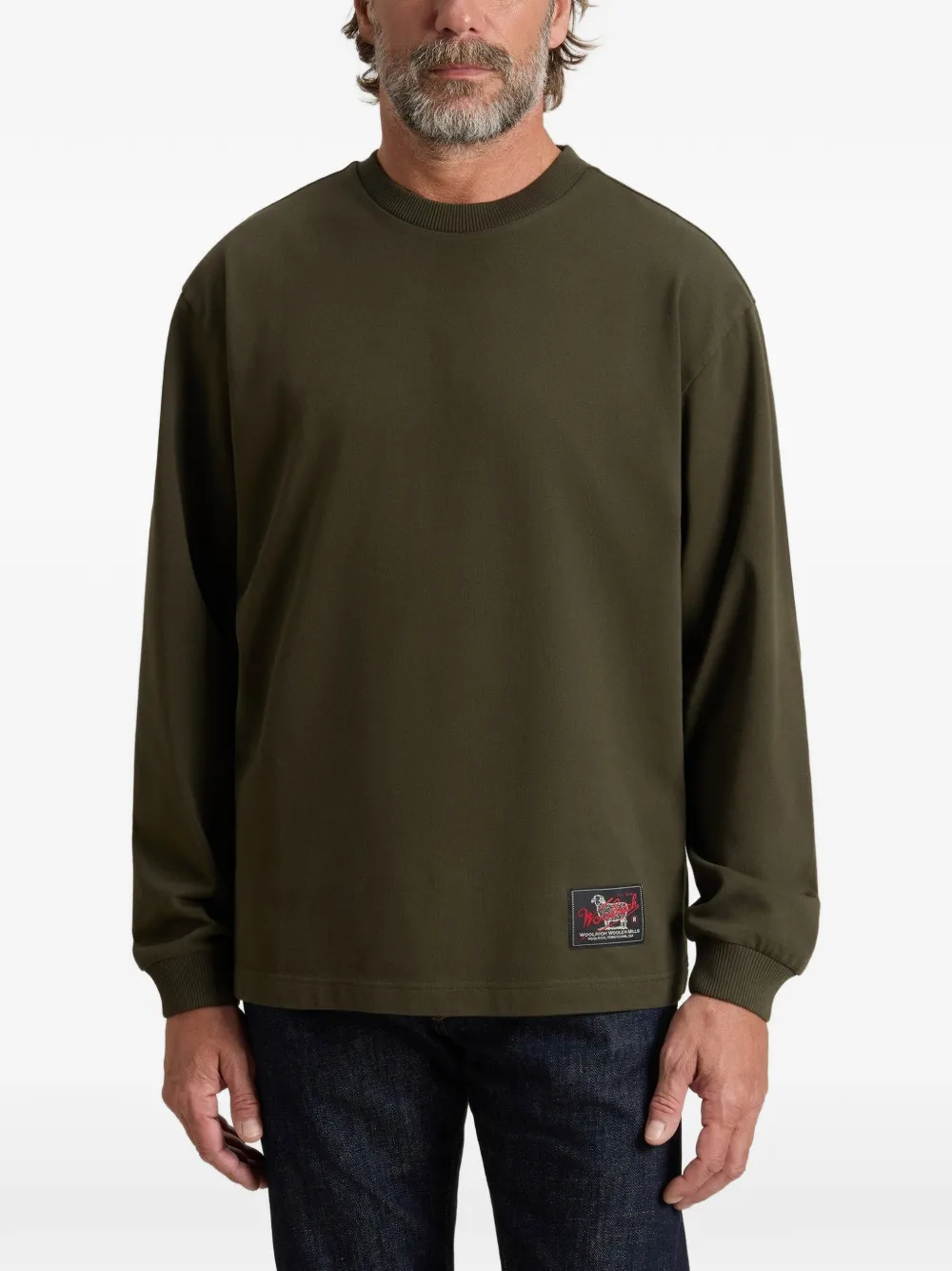 Woolrich Katoenen sweater met logopatch Groen