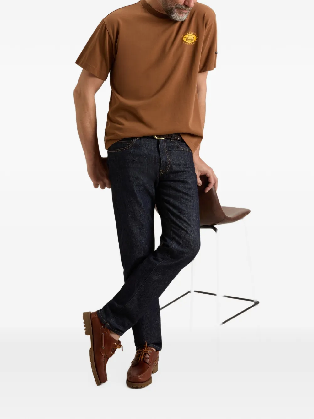 Woolrich T-shirt met logoprint Bruin