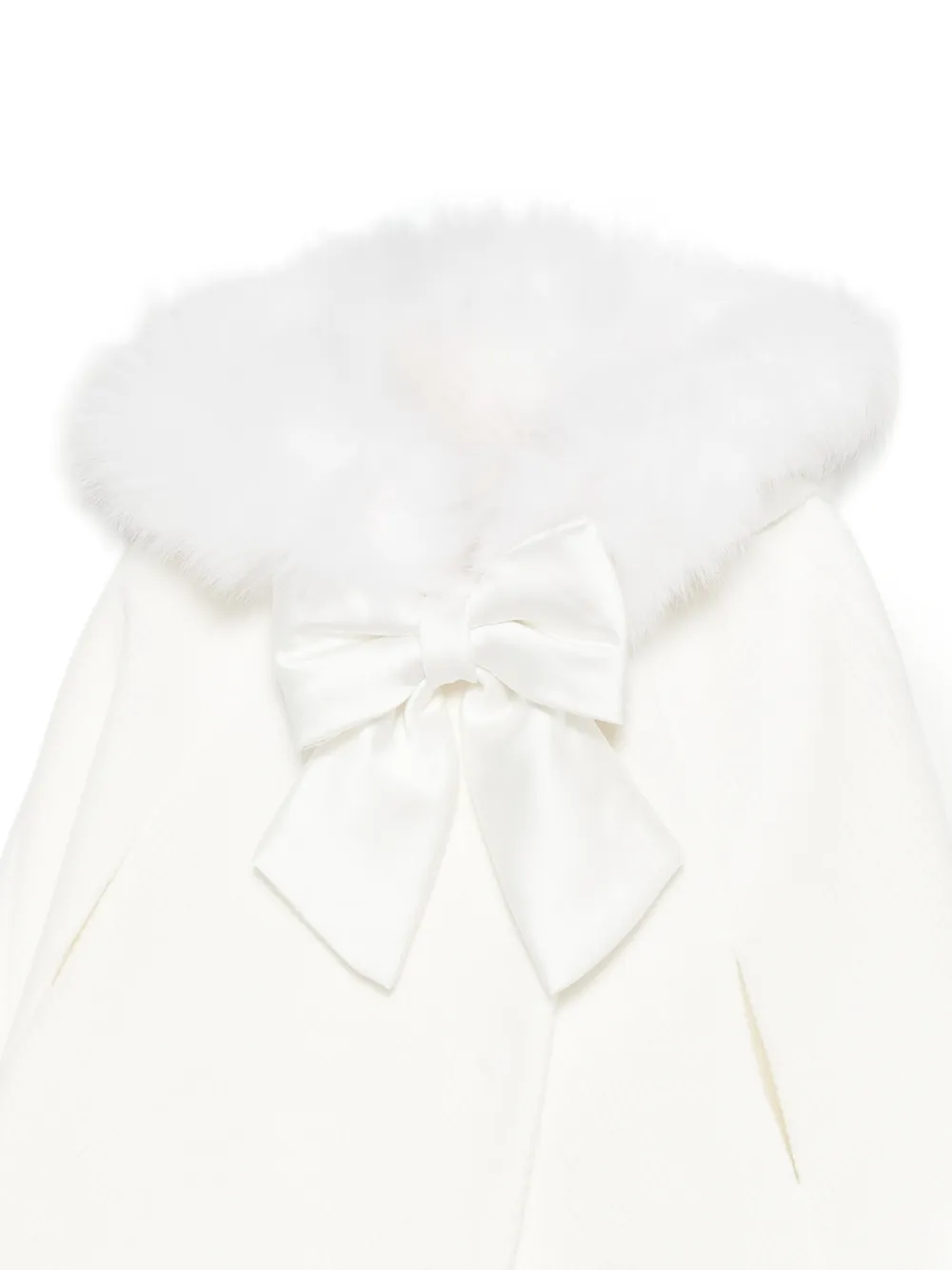 Colorichiari Cape met strikdetail en afwerking van imitatiebont Wit