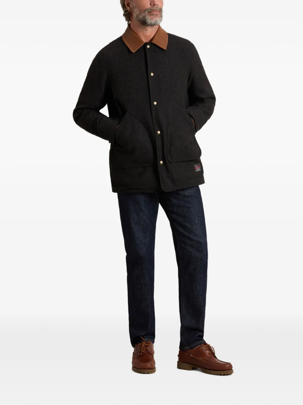 Woolrich Barn jas met contrasterende kraag Zwart