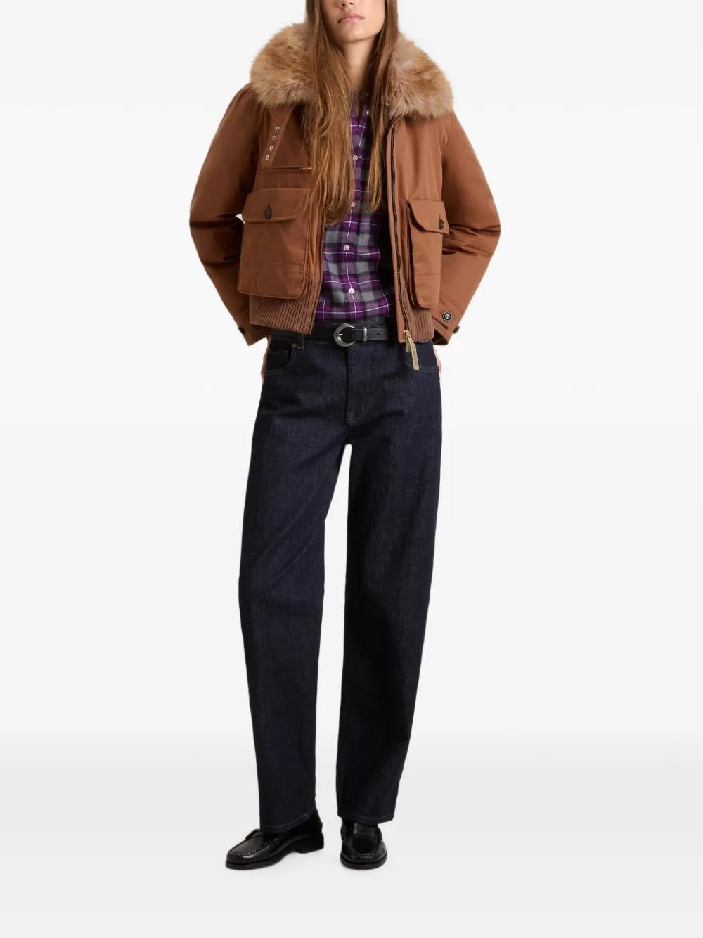 Woolrich Bomberjack met imitatie bontkraag Bruin