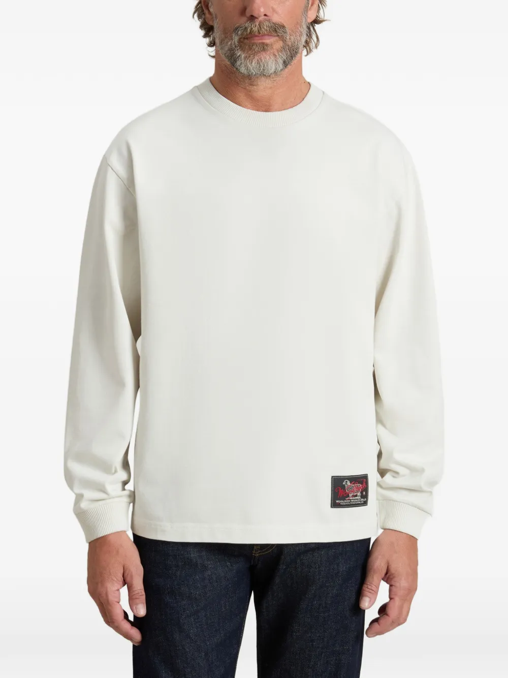 Woolrich Katoenen sweater met logopatch Wit