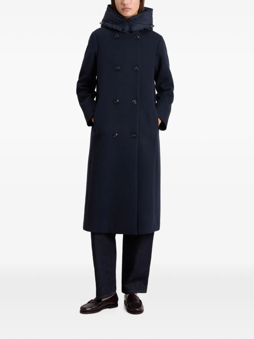 Woolrich Parka met dubbele rij knopen en capuchon Blauw