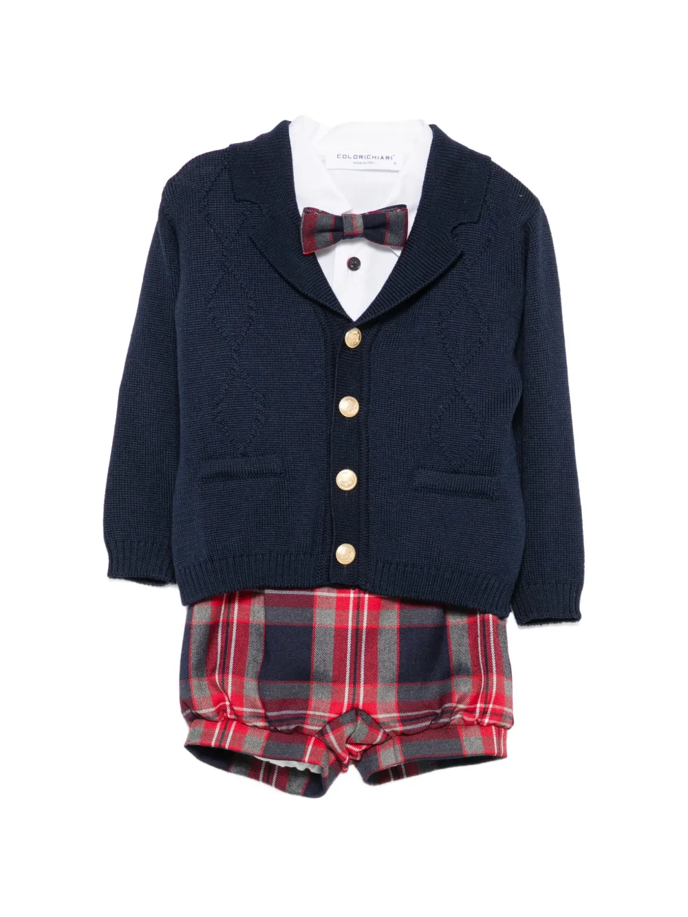 Colorichiari tartan-print four-piece set - Blu